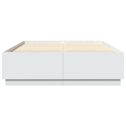 Estrutura cama c/ luzes LED 160x200 cm derivados madeira branco