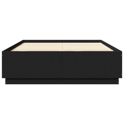 Estrutura cama c/ luzes LED 140x200 cm derivados madeira preto