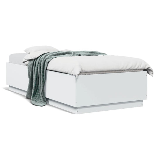 Estrutura cama c/ luzes LED 100x200 cm derivados madeira branco