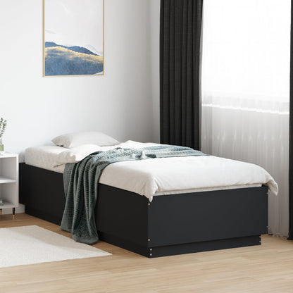 Estrutura cama c/ luzes LED 100x200 cm derivados madeira preto