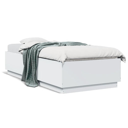 Estrutura cama c/ luzes LED 90x200 cm derivados madeira branco