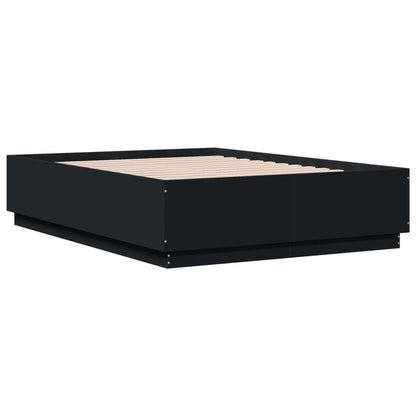 Estrutura cama c/ luzes LED 140x190 cm derivados madeira preto