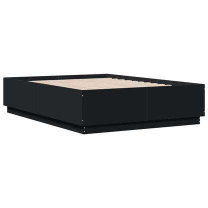 Estrutura cama c/ luzes LED 135x190 cm derivados madeira preto