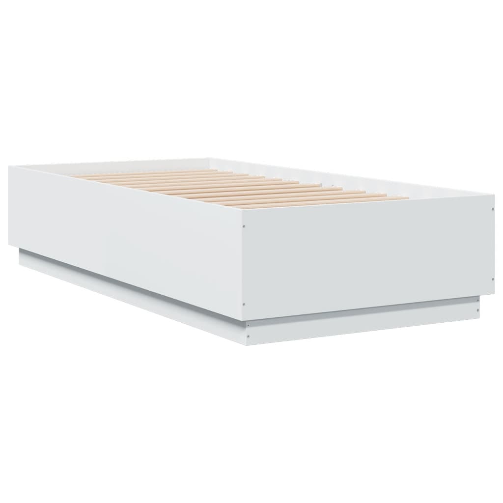 Estrutura cama c/ luzes LED 90x190 cm derivados madeira branco