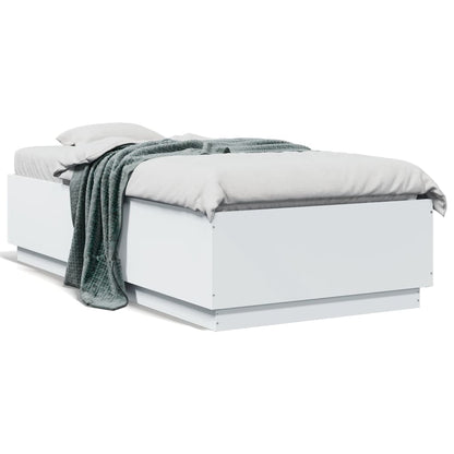 Estrutura cama c/ luzes LED 90x190 cm derivados madeira branco