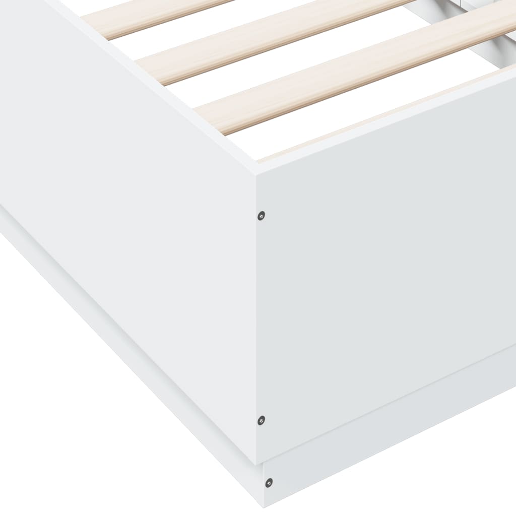 Estrutura cama c/ luzes LED 75x190 cm derivados madeira branco