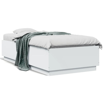 Estrutura cama c/ luzes LED 75x190 cm derivados madeira branco