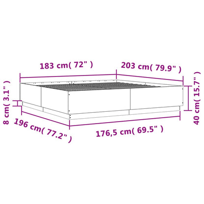 Estrutura de cama 180x200 cm derivados de madeira cinza sonoma