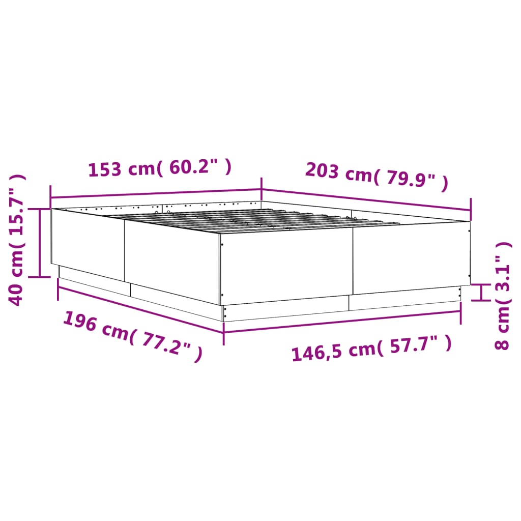 Estrutura de cama 150x200 cm derivados de madeira branco