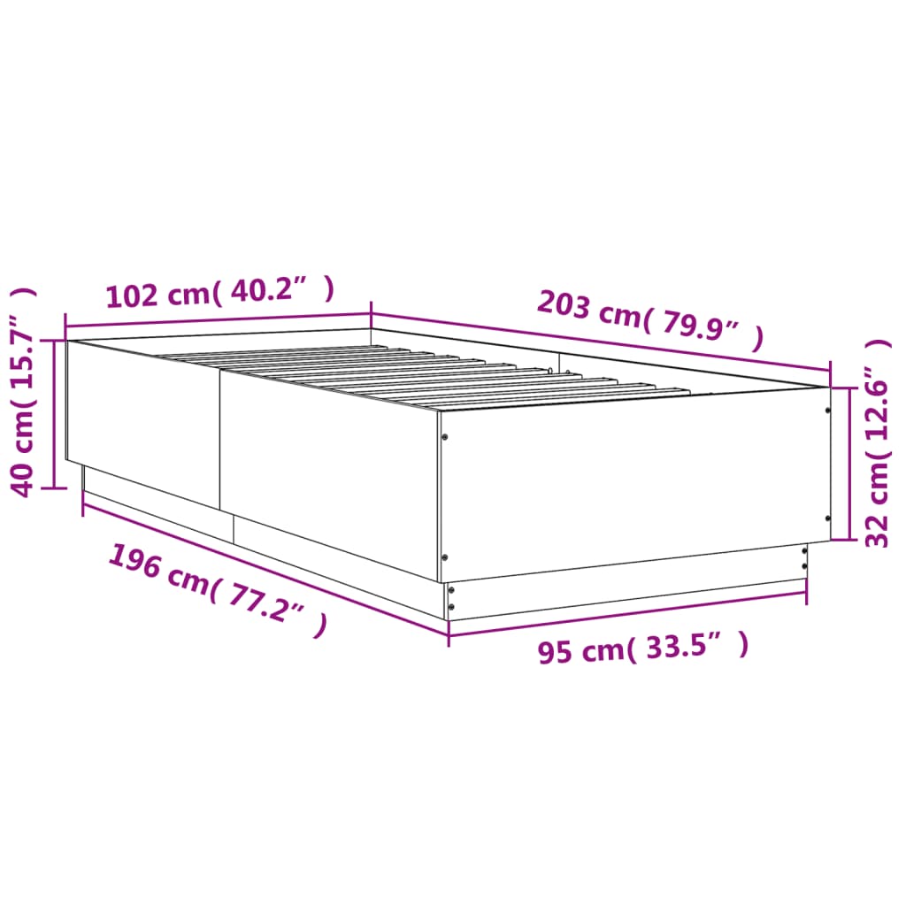 Estrutura de cama 100x200 cm derivados de madeira branco