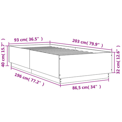 Estrutura de cama 90x200 cm derivados de madeira branco