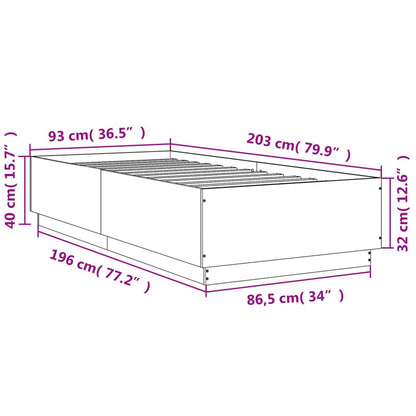 Estrutura cama 90x200 cm derivados de madeira cinzento sonoma