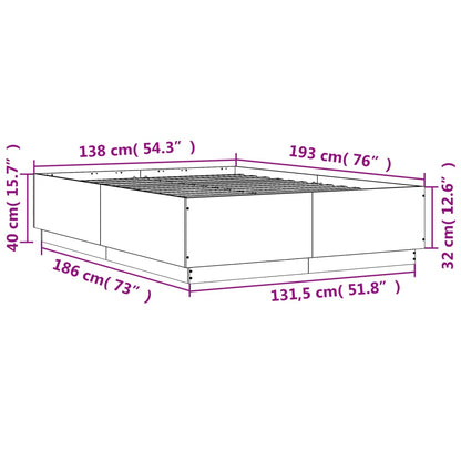 Estrutura de cama 135x190 cm derivados de madeira cinza sonoma