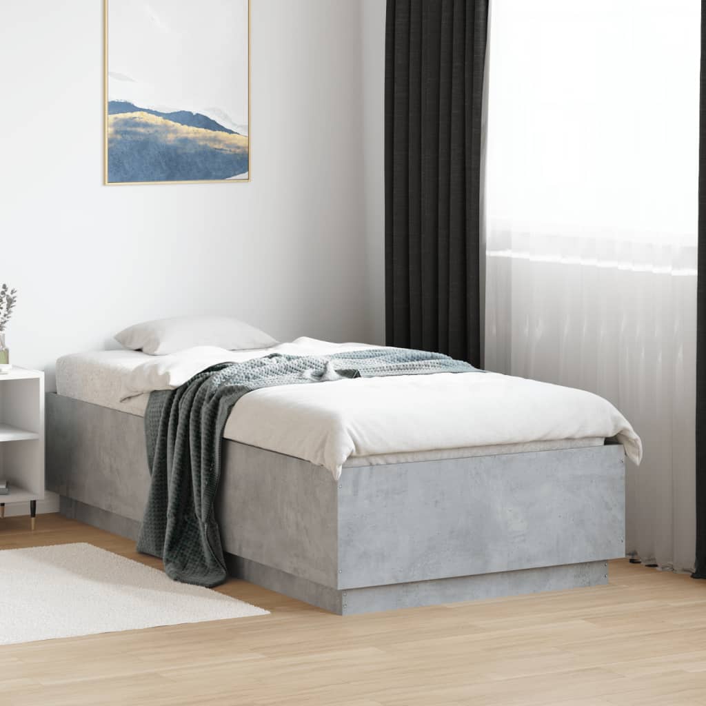 Estrutura de cama 75x190 cm derivados de madeira cinza cimento