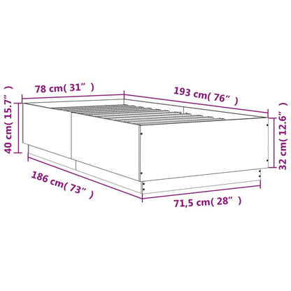 Estrutura de cama 75x190 cm derivados madeira carvalho castanho