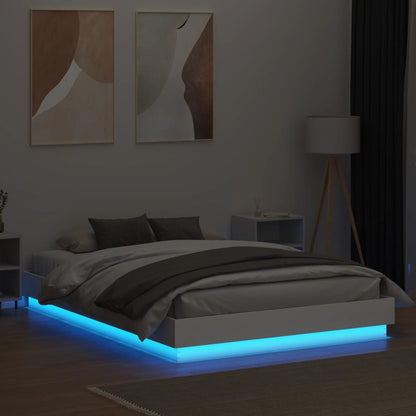 Estrutura de cama com luzes LED 140x200 cm branco