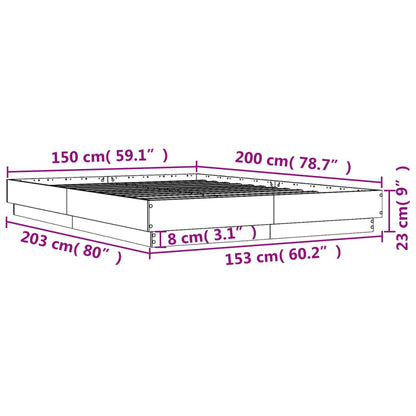 Estrutura de cama 150x200 cm derivados de madeira cinza sonoma