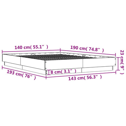 Estrutura de cama 140x190 cm derivados de madeira cinza cimento