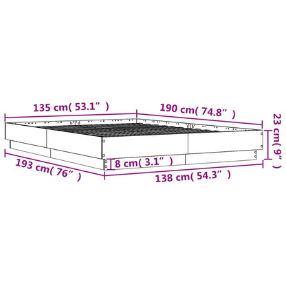 Estrutura de cama 135x190 cm derivados de madeira cinza cimento