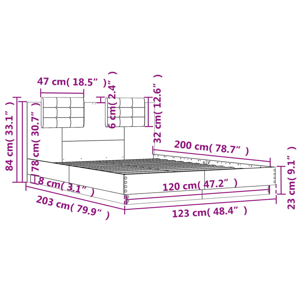 Estrutura cama c/ cabeceira 120x200 cm derivados madeira branco