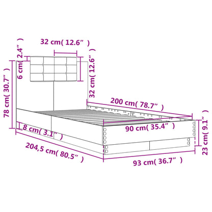 Estrutura cama c/ cabeceira 90x200 cm derivados madeira branco