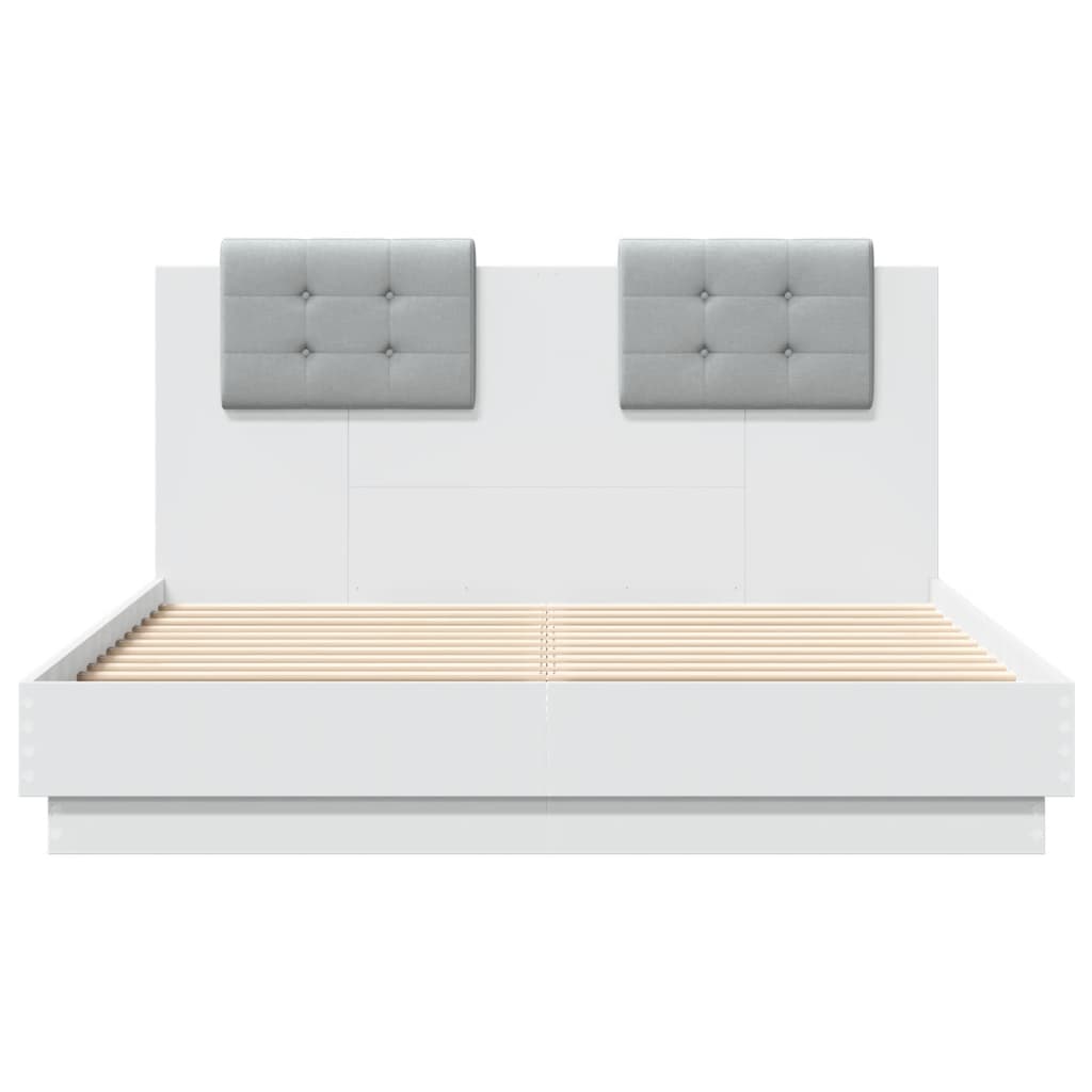 Estrutura cama c/ cabeceira 140x190 cm derivados madeira branco