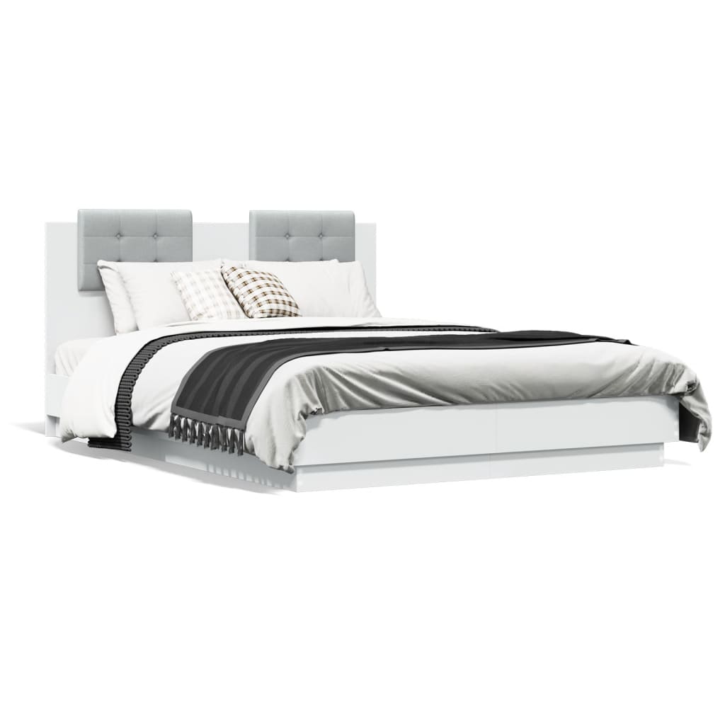 Estrutura cama c/ cabeceira 135x190 cm derivados madeira branco