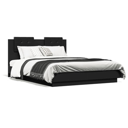 Estrutura cama c/ cabeceira 135x190 cm derivados madeira preto