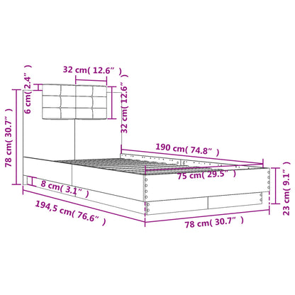 Estrutura cama cabeceira 75x190 cm derivados de madeira branco