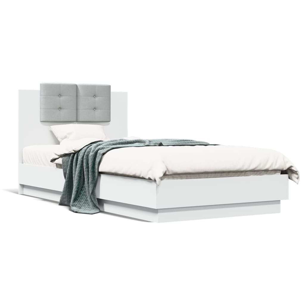 Estrutura cama cabeceira 75x190 cm derivados de madeira branco