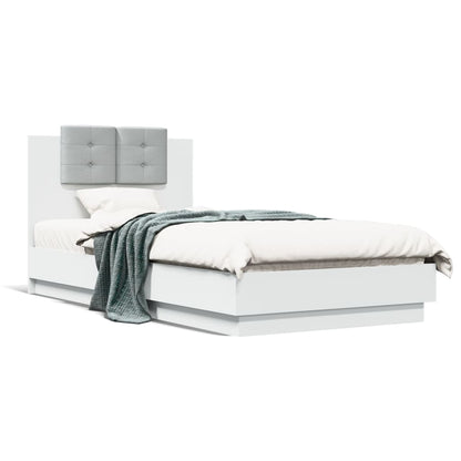 Estrutura cama cabeceira 75x190 cm derivados de madeira branco