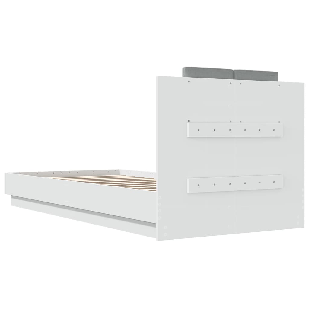 Estrutura de cama com cabeceira e luzes LED 100x200 cm branco