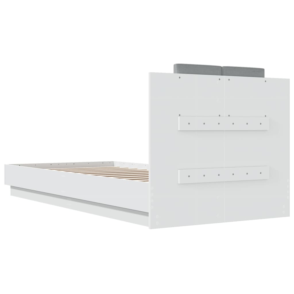 Estrutura de cama com cabeceira e luzes LED 90x200 cm branco