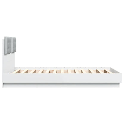 Estrutura de cama com cabeceira e luzes LED 140x190 cm branco