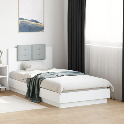 Estrutura de cama com cabeceira e luzes LED 75x190 cm branco