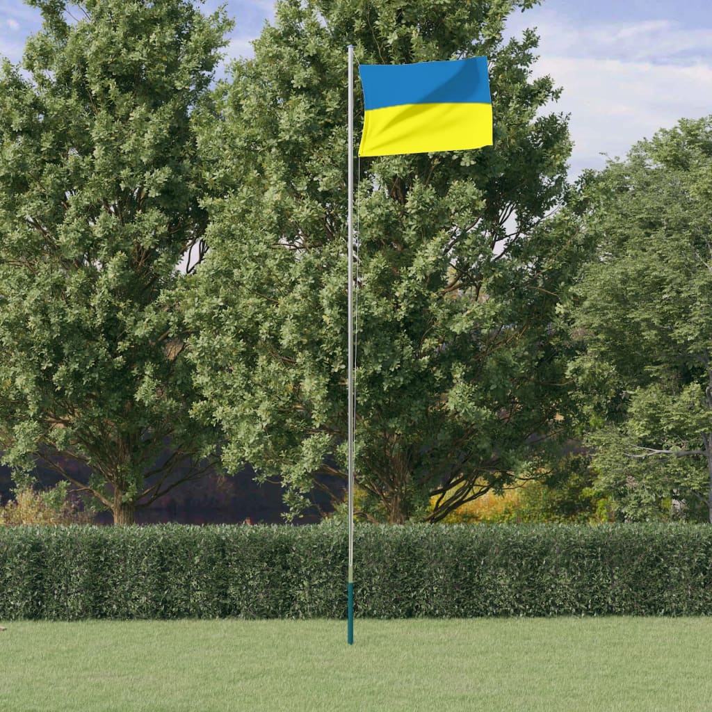 Bandeira da Ucrânia e mastro 6,23 m alumínio