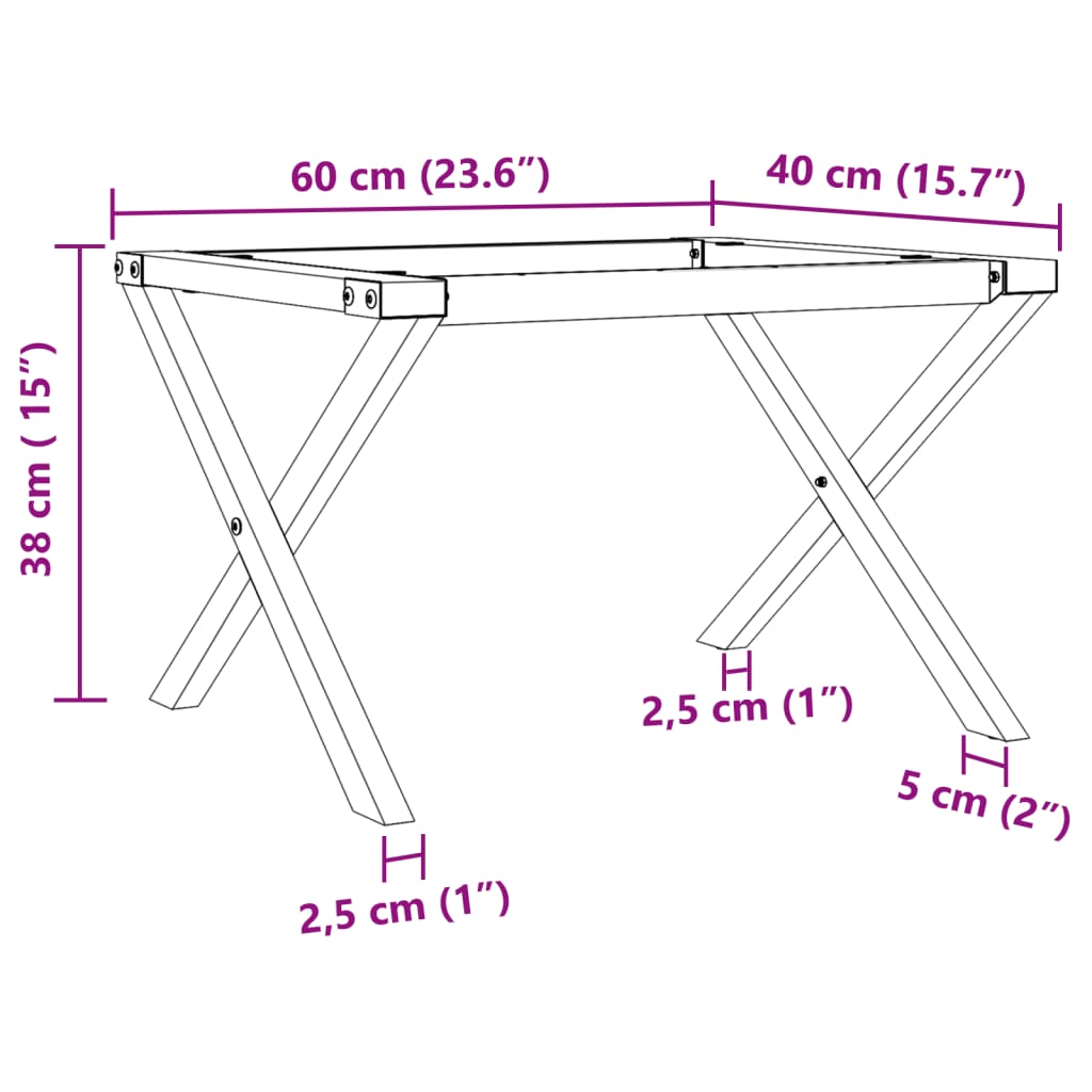 Pernas para mesa de centro estrutura em X ferro fundido