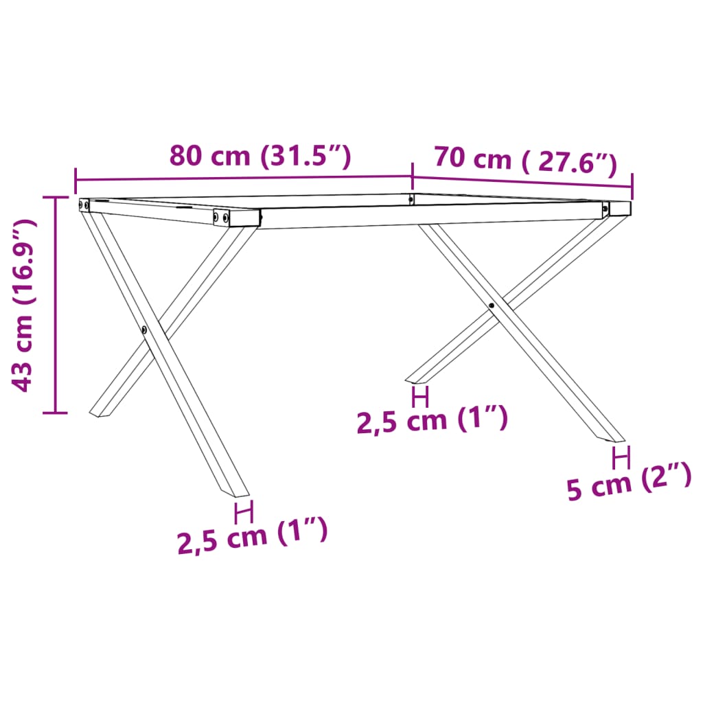 Pernas para mesa de centro estrutura em X ferro fundido