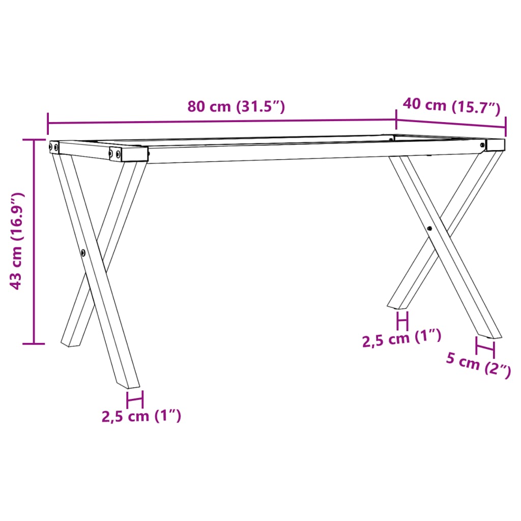 Pernas para mesa de centro estrutura em X ferro fundido