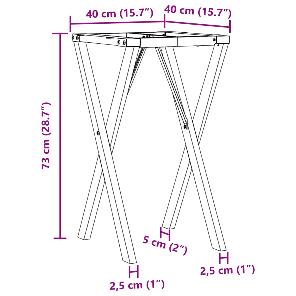 Pernas para mesa de jantar estrutura em X ferro fundido