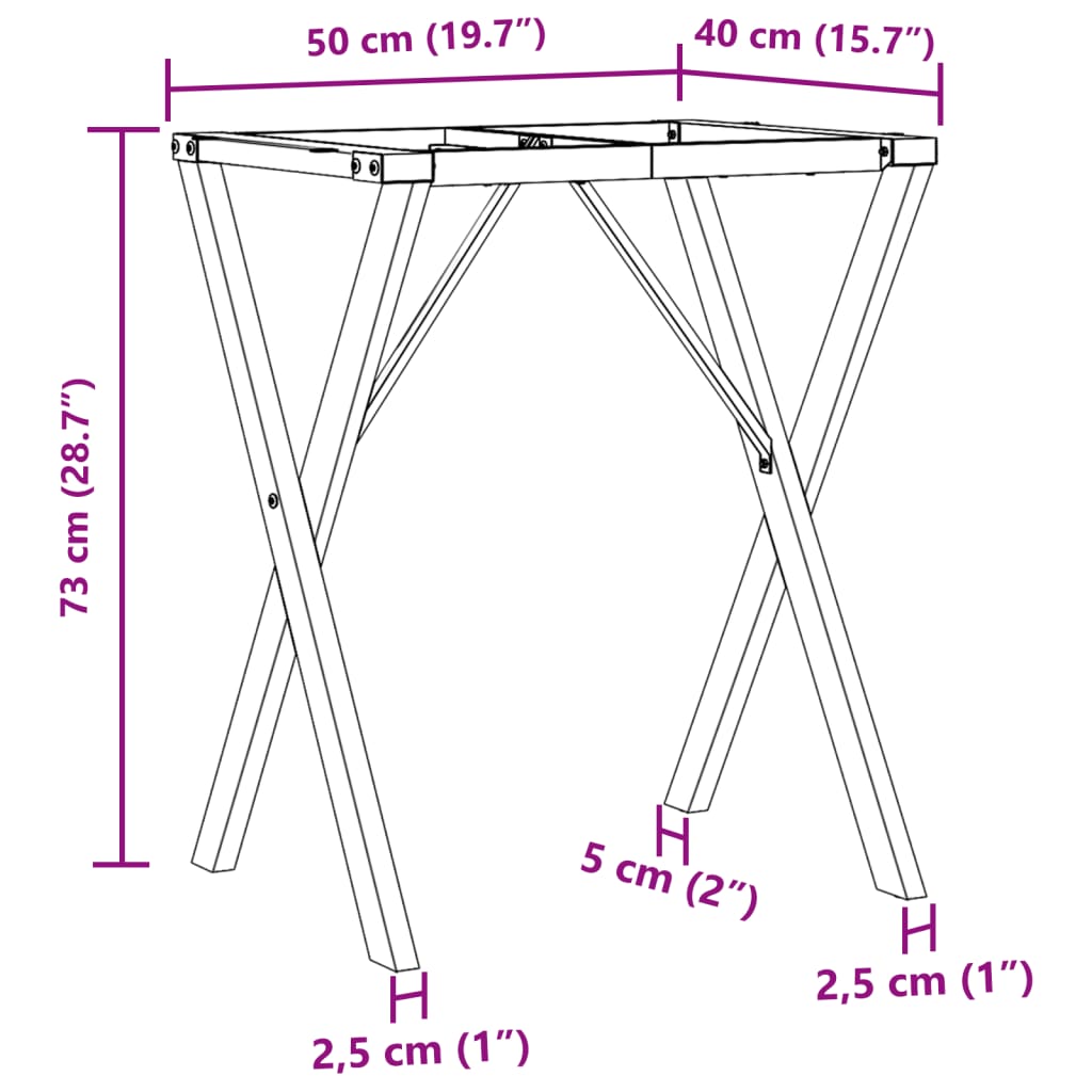 Pernas para mesa de jantar estrutura em X ferro fundido