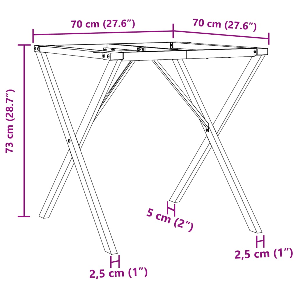 Pernas para mesa de jantar estrutura em X ferro fundido