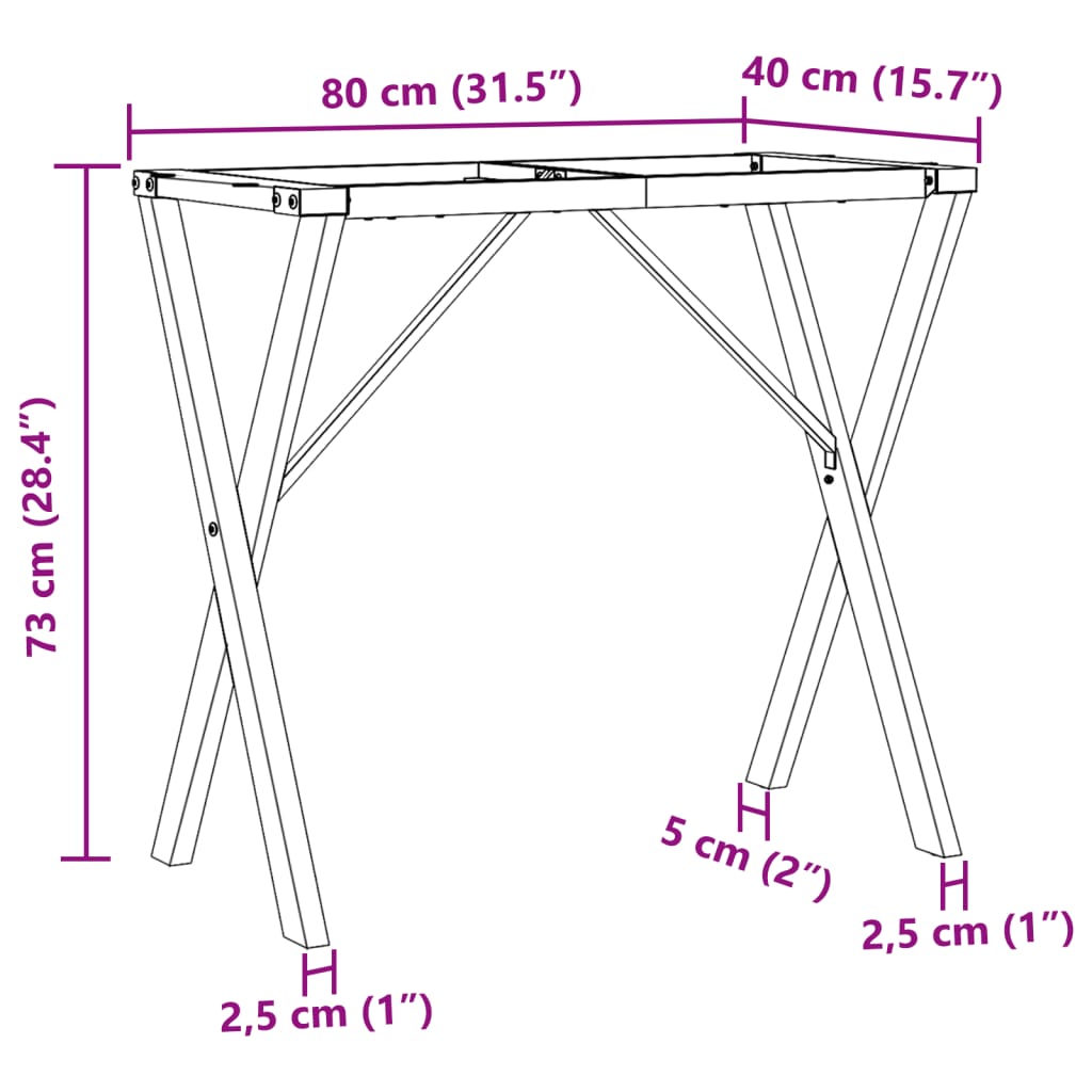 Pernas para mesa de jantar estrutura em X ferro fundido