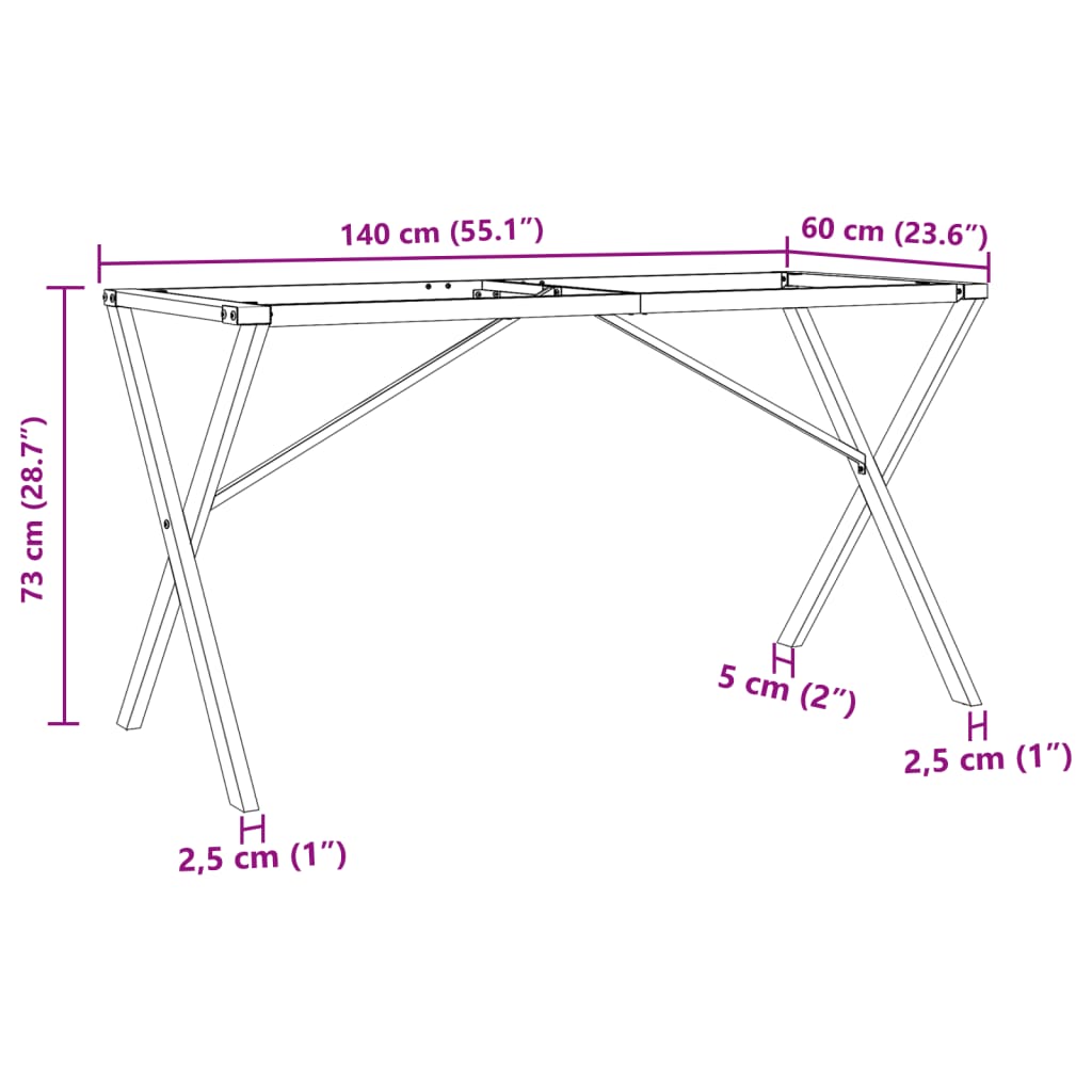 Pernas para mesa de jantar estrutura em X ferro fundido