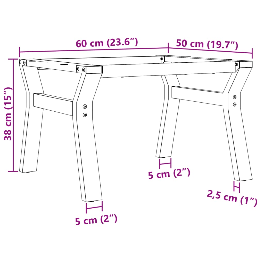 Pernas para mesa de centro estrutura em Y ferro fundido