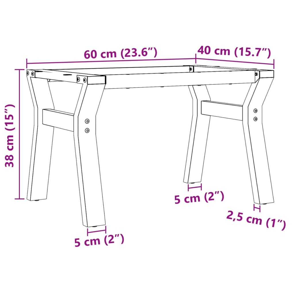 Pernas para mesa de centro estrutura em Y ferro fundido