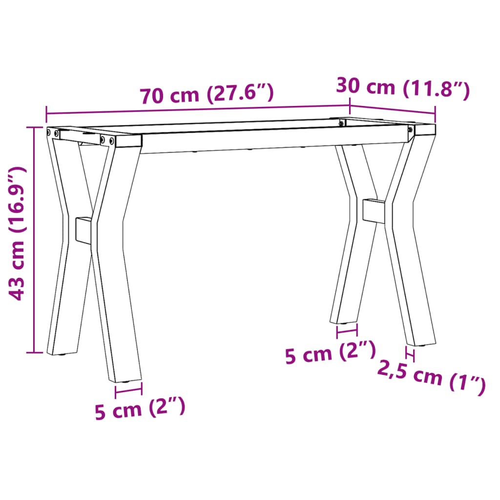 Pernas para mesa de centro estrutura em Y ferro fundido