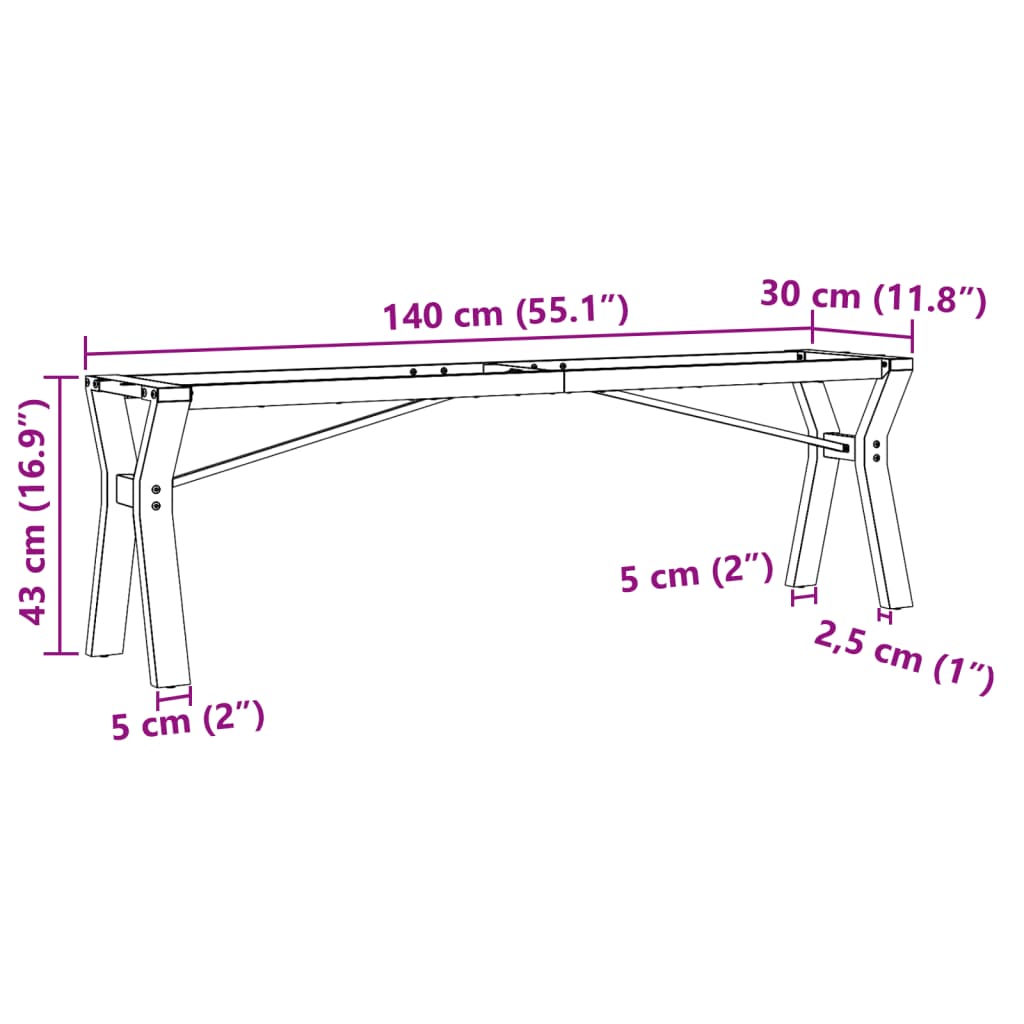 Pernas para mesa de centro estrutura em Y ferro fundido