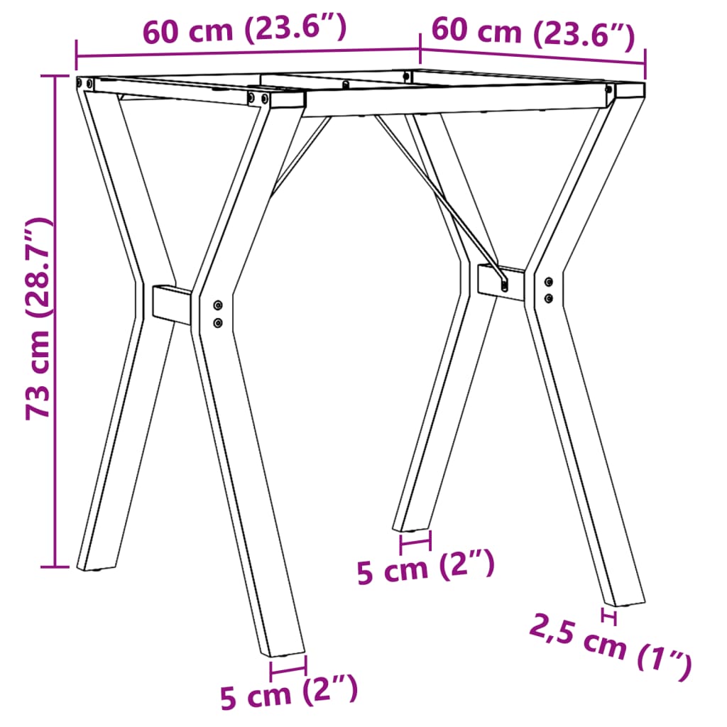 Pernas para mesa de jantar estrutura em Y ferro fundido