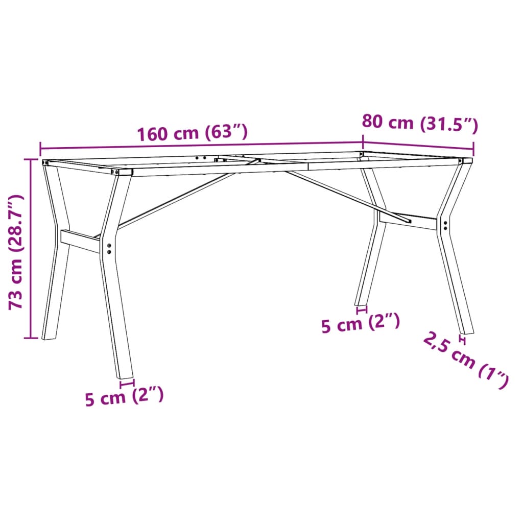 Pernas para mesa de jantar estrutura em Y ferro fundido